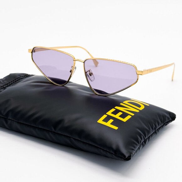 NEW FENDI FE40068U 30S SUNGLASSES WOMEN GOLD VIOLET CAT EYE EYEWEAR FENDI - Picture 2 of 16